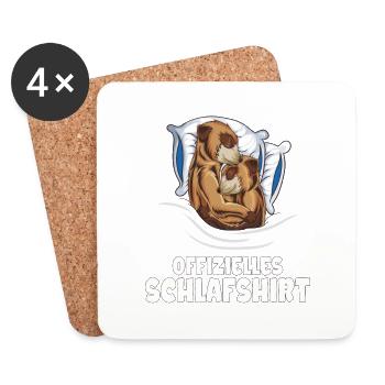Erdmännchen Schlafshirt Schlafoutfit Nachthemd - Untersetzer (4er-Set) - Weiß - Vorne