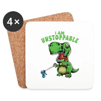 I Am Unstoppable Dino Fan T Rex Kinder Dinosaurier - Untersetzer (4er-Set) - Weiß - Vorne