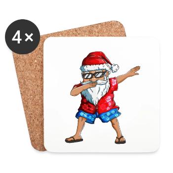 Dabbing Santa Claus Ferien im Sommer Baden gehen - Untersetzer (4er-Set) - Weiß - Vorne