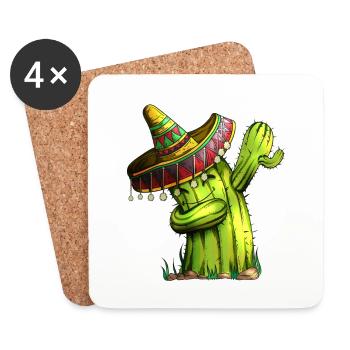 Vacances Mexique Cinco de Mayo Cactus Costume Dab - Dessous de verre (lot de 4) - blanc - Devant