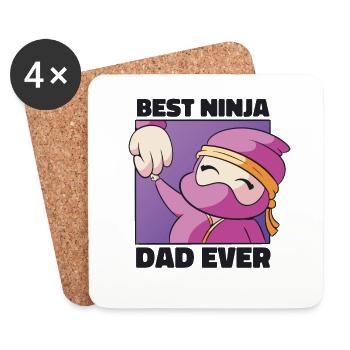 Fête des pères Ninja Papa Arts Martiaux Papa Drôle - Dessous de verre (lot de 4) - blanc - Devant