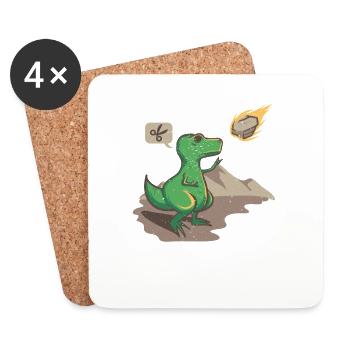 Dinosaurier Asteroid Welt Stein Schere Papier - Untersetzer (4er-Set) - Weiß - Vorne