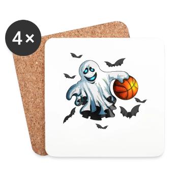 Ghost Game Basketball Fan Ghosts Holiday - Coasters (set of 4) - white - Front