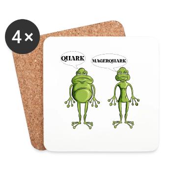 Lustiges Forsch Frösche Quark Magerquark Wortwitz - Untersetzer (4er-Set) - Weiß - Vorne