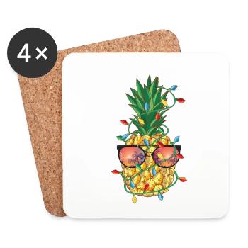 Tenue de Noël Fruits de Noël Ananas Noël Noël X-Mas - Dessous de verre (lot de 4) - blanc - Devant