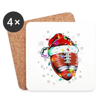 Joueur de football Costume de football Noël Noël X-Mas - Dessous de verre (lot de 4) - blanc - Devant