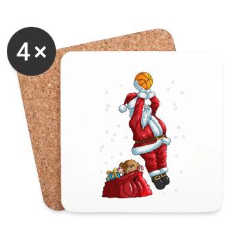 Le Père Noël joue au basketball sport de Noël - Dessous de verre (lot de 4) - blanc - Devant