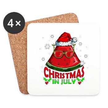 Melone Noël en juillet Pastèque Noël - Dessous de verre (lot de 4) - blanc - Devant