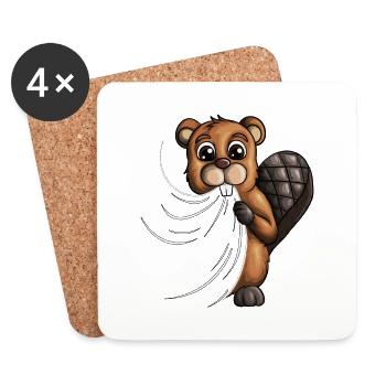Beaver dam Beaver fan beaver grabs your shirt - Coasters (set of 4) - white - Front