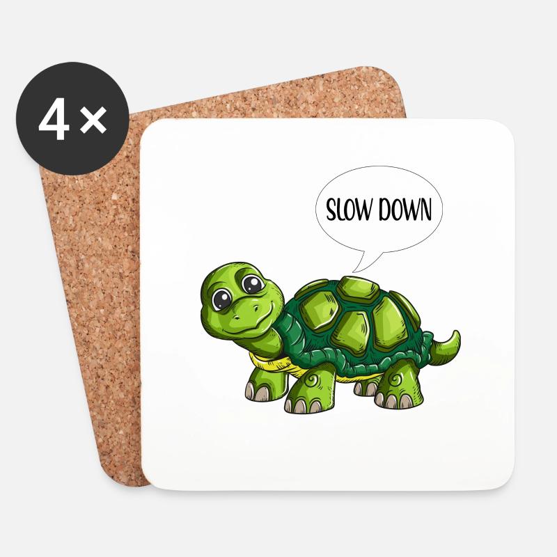 Süße Schildkröte Chillt langsam machen Slow Down - Untersetzer (4er-Set) - Weiß