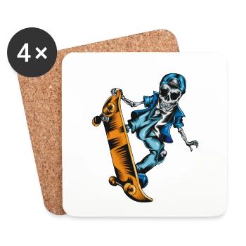 Skating Skater Geschenk Waghalsiges Skater Skelett - Untersetzer (4er-Set) - Weiß - Vorne