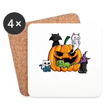Cat Lovers Halloween Cat Vampire Witch Cat - Coasters (set of 4) - white - Front