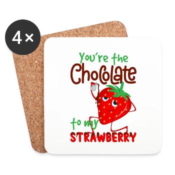 Combination Strawberry Chocolate Eat delicious food - Coasters (set of 4) - white - Front