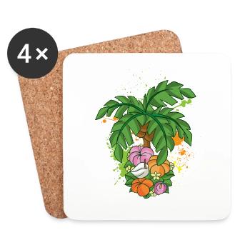 Palm Flowering Plant Summer Outfit Holiday Costume - Coasters (set of 4) - white - Front