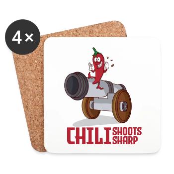 Un drôle de chiots de chili et des pousses chaudes - Dessous de verre (lot de 4) - blanc - Devant