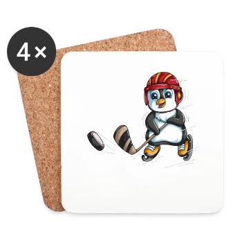 Pinguin ice hockey hockeyschläger Sport Pinguine - Untersetzer (4er-Set) - Weiß - Vorne