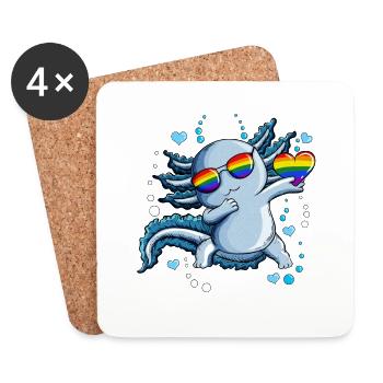 Herzen Luftblasen unter Wasser LGBTQ Herz Axolotl - Untersetzer (4er-Set) - Weiß - Vorne
