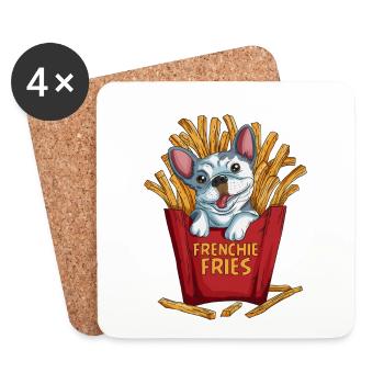 Dog breed French Bulldog French fries dog - Coasters (set of 4) - white - Front
