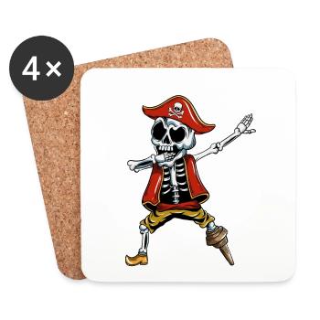 Dabbing Pirate Pumpkin Glowing Halloween - Coasters (set of 4) - white - Front