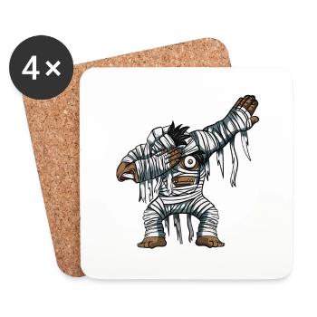Dabbing Mummy Pumpkin Glowing Skeleton Halloween - Coasters (set of 4) - white - Front
