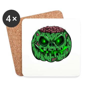 Zombie Pumpkin Glowing Skeleton Halloween Zombie - Coasters (set of 4) - white - Front