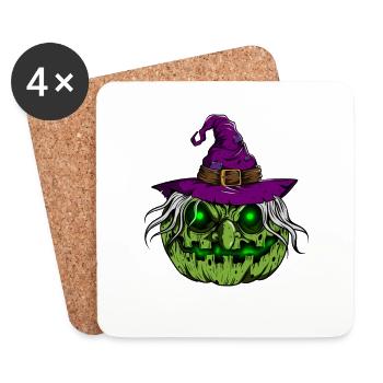 Witches Pumpkin Glowing Skeleton Halloween - Coasters (set of 4) - white - Front
