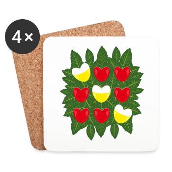 Bier trifft Herz, Trachtenmotiv. - Untersetzer (4er-Set) - Weiß - Vorne