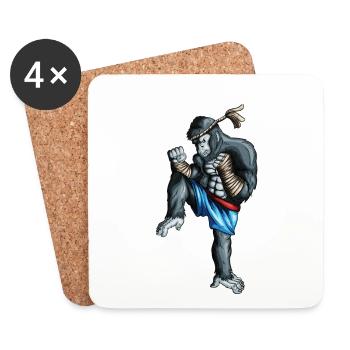 Kickboxing Singe Orang-outan Kampsport Boxer Singe - Dessous de verre (lot de 4) - blanc - Devant