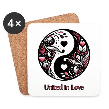 Unis dans l'Amour | United in Love - Dessous de verre (lot de 4) - blanc - Devant