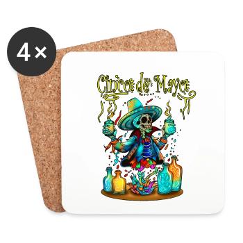 Skelett Koch Cingo de Mayo Trank Hexenshirt - Untersetzer (4er-Set) - Weiß - Vorne