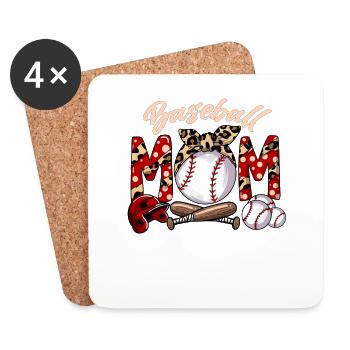 Mutter Sohn Verein Baseballoutfit Baseball Mom - Untersetzer (4er-Set) - Weiß - Vorne