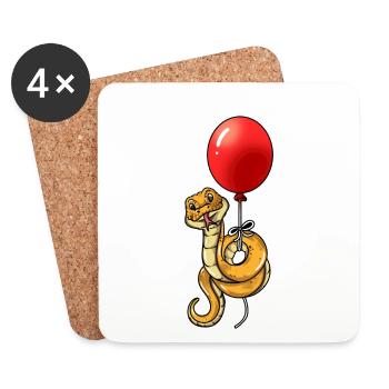 Funny snake snakes with balloon flickers - Coasters (set of 4) - white - Front