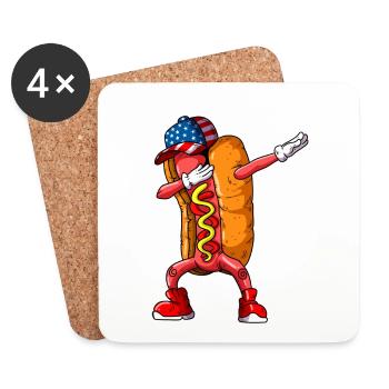 Funny Hot Dog Dabbing Fast Food Food Cooking - Coasters (set of 4) - white - Front