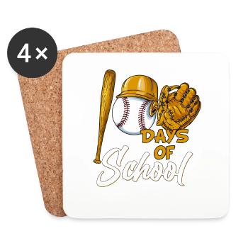 School Kids Baseball Costume 100 Days of School - Coasters (set of 4) - white - Front
