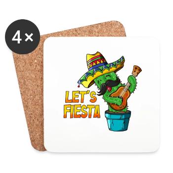 Ukulele Cactus Mexican Holiday Let's Fiesta - Coasters (set of 4) - white - Front