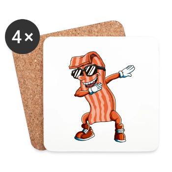 Schweine Bacon Speck Dab Dabbing Grill Shirt - Untersetzer (4er-Set) - Weiß - Vorne