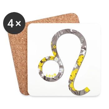 Signe du zodiaque Lion e 40 - Dessous de verre (lot de 4) - blanc - Devant
