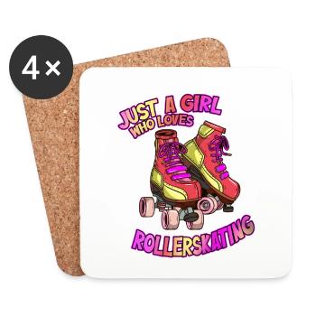 Rollerskating Rollschuh fahren Girl Mädchen Spruch - Untersetzer (4er-Set) - Weiß - Vorne