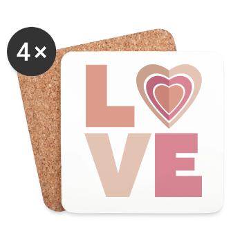 L’AMOUR avec le cœur - Dessous de verre (lot de 4) - blanc - Devant