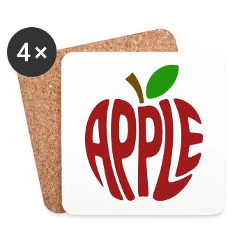 Pomme - Logo Cool Fruit - Dessous de verre (lot de 4) - blanc - Devant