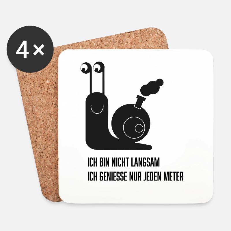 Schnecke mit lustigem Spruch - Untersetzer (4er-Set) - Weiß