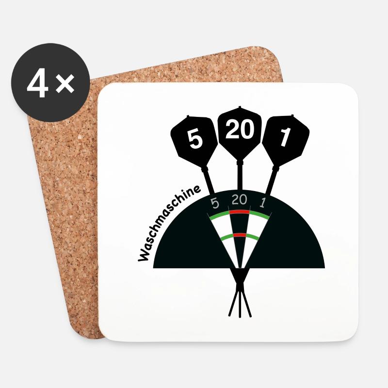 Waschmaschine - Darts - Dartboard - Untersetzer (4er-Set) - Weiß