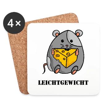 Thick mouse with cheese - Coasters (set of 4) - white - Front
