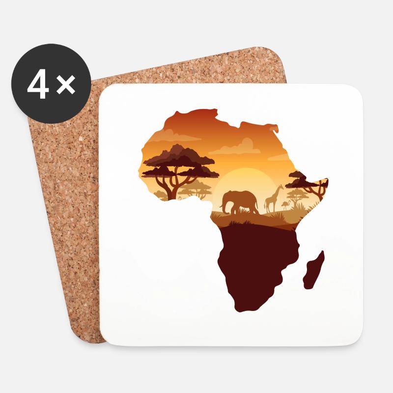 Afrika-Karte - Untersetzer (4er-Set) - Weiß