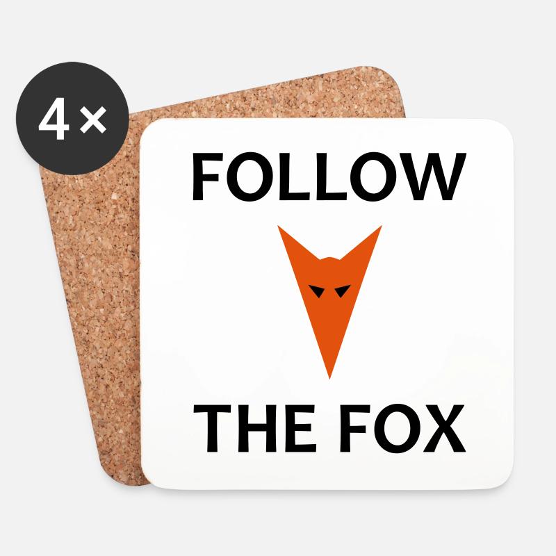 ★ Designfarben änderbar ★ Follow the fox (Fuchs) - Untersetzer (4er-Set) - Weiß