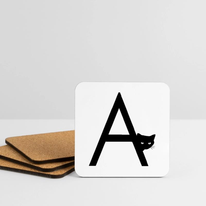Buchstabe A mit Katze Untersetzer (4er-Set)