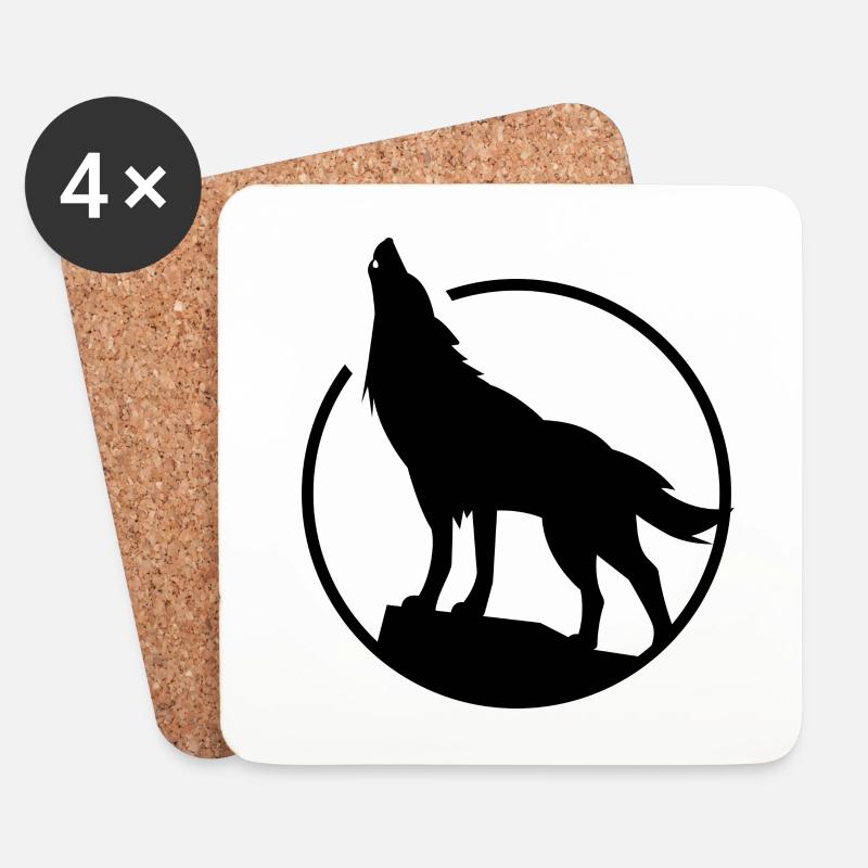 Wolf - Naturschutz - Tierschutz - Untersetzer (4er-Set) - Weiß