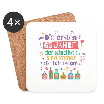 Die ersten 65 Jahre Kindheit Geburtstag Spruch - Untersetzer (4er-Set) - Weiß - Vorne