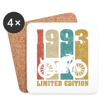 Vintage Moto 1993 Rétro Cadeau D'anniversaire - Dessous de verre (lot de 4) - blanc - Devant