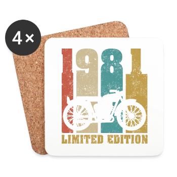 Vintage Motorrad 1981 Retro Geburtstagsgeschenk - Untersetzer (4er-Set) - Weiß - Vorne